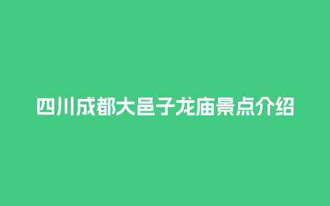 四川成都大邑子龙庙景点介绍