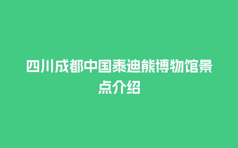 四川成都中国泰迪熊博物馆景点介绍