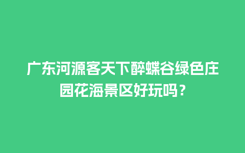 广东河源客天下醉蝶谷绿色庄园花海景区好玩吗？