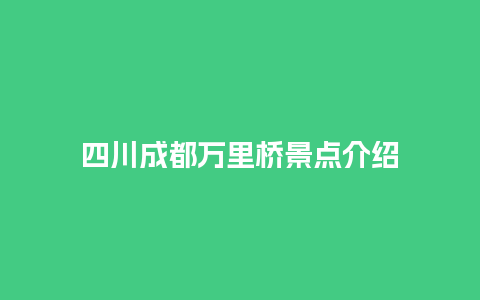 四川成都万里桥景点介绍