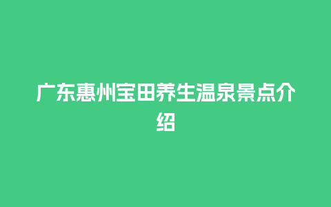 广东惠州宝田养生温泉景点介绍