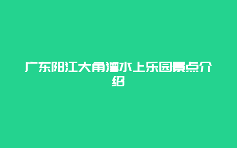 广东阳江大角湾水上乐园景点介绍