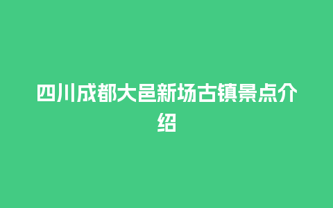 四川成都大邑新场古镇景点介绍