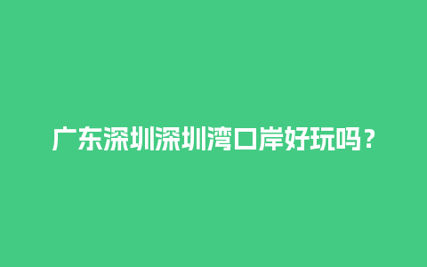 广东深圳深圳湾口岸好玩吗？