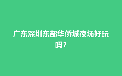 广东深圳东部华侨城夜场好玩吗？