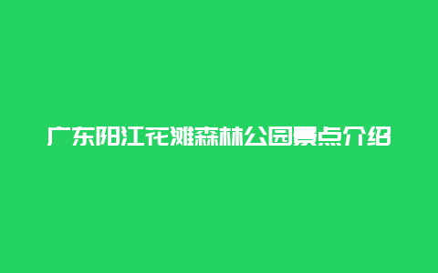 广东阳江花滩森林公园景点介绍