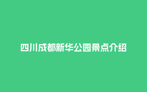 四川成都新华公园景点介绍