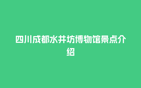 四川成都水井坊博物馆景点介绍