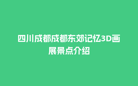 四川成都成都东郊记忆3D画展景点介绍