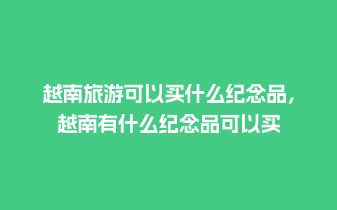 越南旅游可以买什么纪念品，越南有什么纪念品可以买