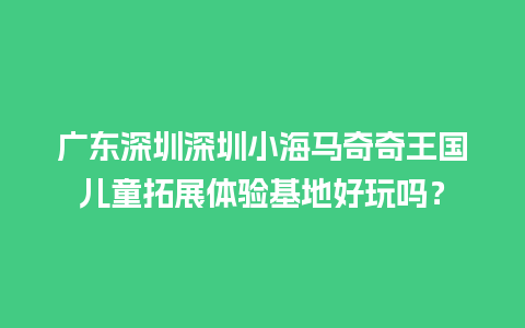 广东深圳深圳小海马奇奇王国儿童拓展体验基地好玩吗？