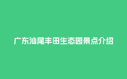 广东汕尾丰田生态园景点介绍