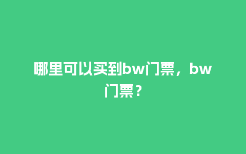 哪里可以买到bw门票，bw门票？