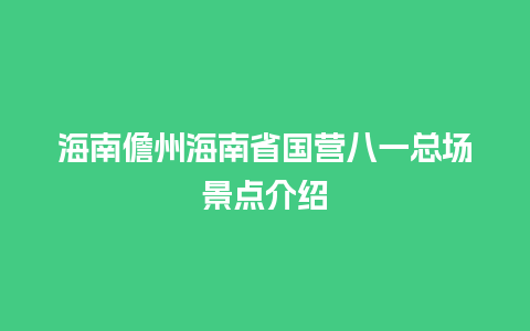 海南儋州海南省国营八一总场景点介绍