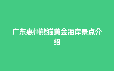 广东惠州熊猫黄金海岸景点介绍