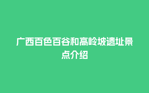 广西百色百谷和高岭坡遗址景点介绍