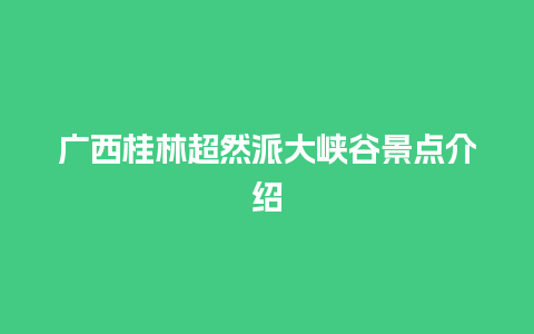 广西桂林超然派大峡谷景点介绍