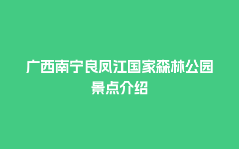 广西南宁良凤江国家森林公园景点介绍