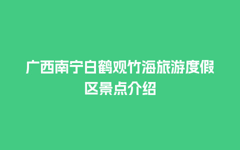 广西南宁白鹤观竹海旅游度假区景点介绍