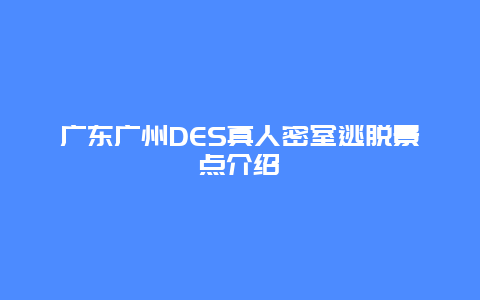 广东广州DES真人密室逃脱景点介绍