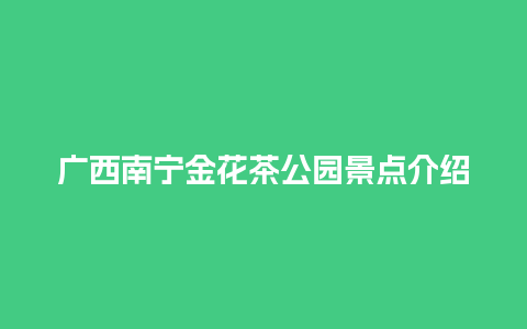 广西南宁金花茶公园景点介绍