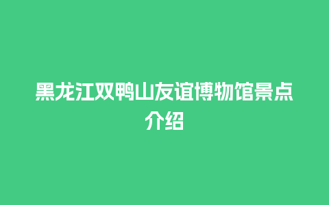 黑龙江双鸭山友谊博物馆景点介绍