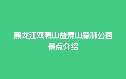 黑龙江双鸭山益寿山森林公园景点介绍