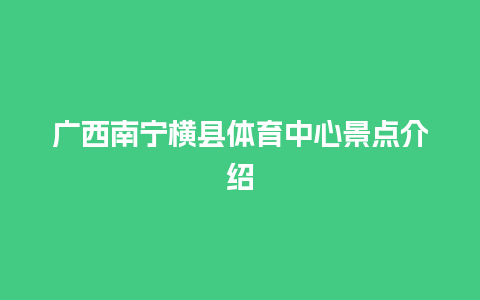 广西南宁横县体育中心景点介绍