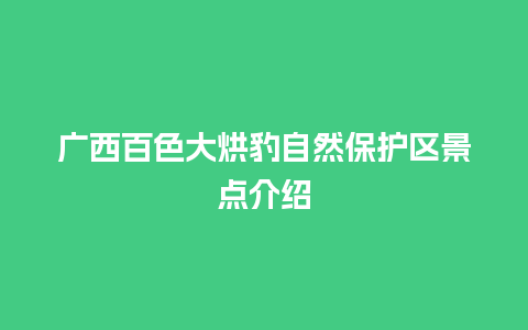 广西百色大烘豹自然保护区景点介绍