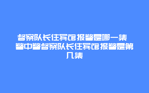 督察队长住宾馆报警是哪一集 警中警督察队长住宾馆报警是第几集