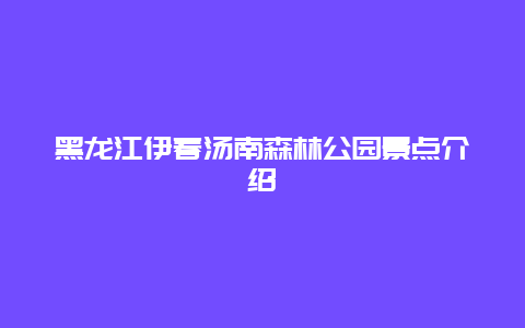 黑龙江伊春汤南森林公园景点介绍