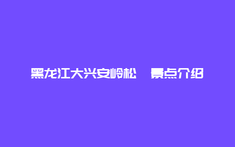 黑龙江大兴安岭松苑景点介绍