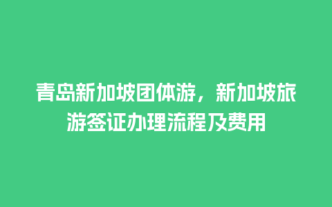 青岛新加坡团体游，新加坡旅游签证办理流程及费用