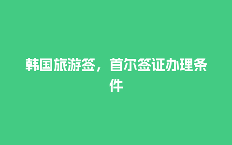 韩国旅游签，首尔签证办理条件