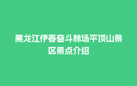 黑龙江伊春奋斗林场平顶山景区景点介绍