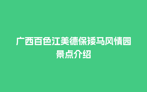 广西百色江美德保矮马风情园景点介绍