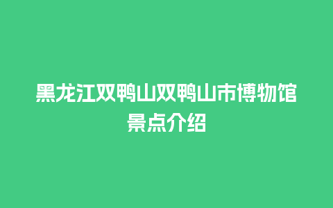 黑龙江双鸭山双鸭山市博物馆景点介绍