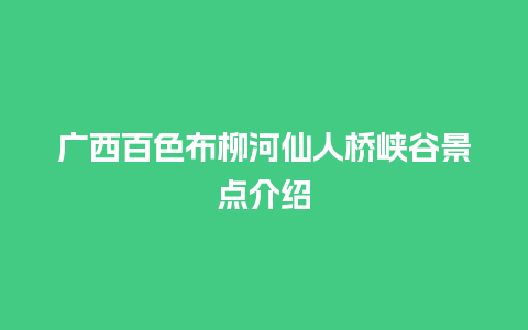 广西百色布柳河仙人桥峡谷景点介绍