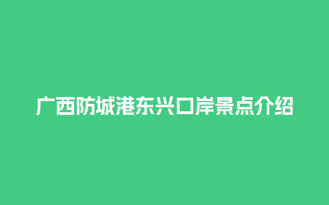 广西防城港东兴口岸景点介绍