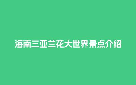 海南三亚兰花大世界景点介绍