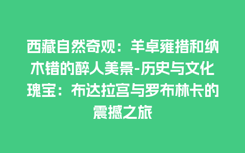 西藏自然奇观：羊卓雍措和纳木错的醉人美景-历史与文化瑰宝：布达拉宫与罗布林卡的震撼之旅