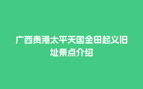 广西贵港太平天国金田起义旧址景点介绍