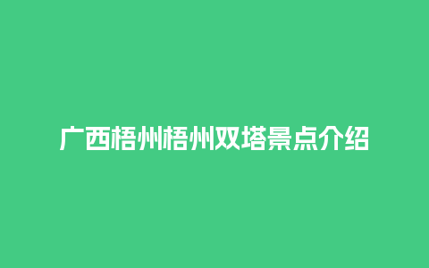 广西梧州梧州双塔景点介绍