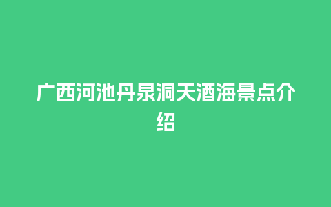 广西河池丹泉洞天酒海景点介绍