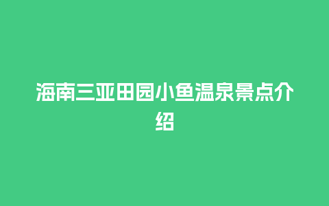 海南三亚田园小鱼温泉景点介绍