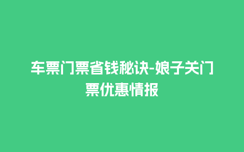 车票门票省钱秘诀-娘子关门票优惠情报