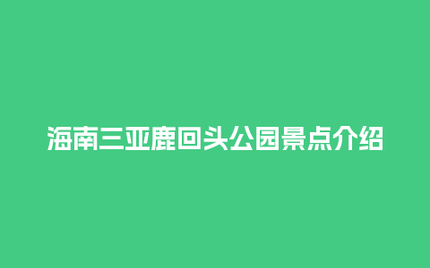 海南三亚鹿回头公园景点介绍