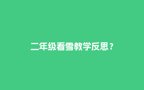 二年级看雪教学反思？