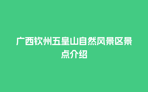 广西钦州五皇山自然风景区景点介绍