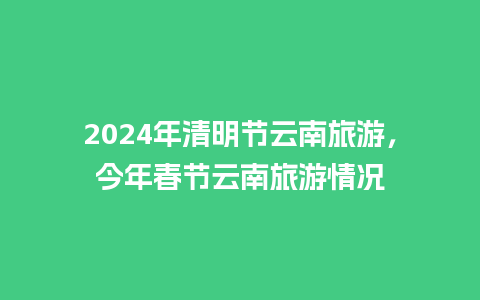 2024年清明节云南旅游，今年春节云南旅游情况